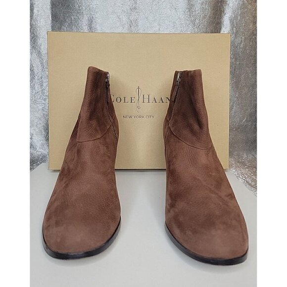 Cole Haan Cassidy Ankle Chestnut Brown Nubuck leather heels Booties boots 9.5B - Picture 3 of 14